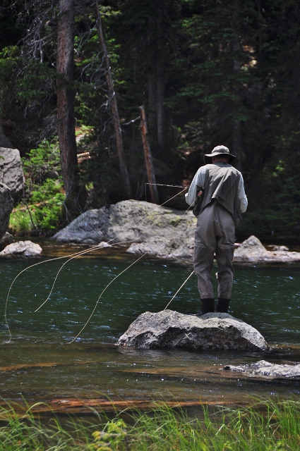 an angler on Dream Lake